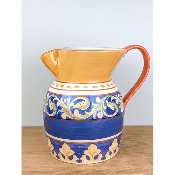 Pfaltzgraff Villa Della Luna Sangria Pitcher Ceramic Blue Yellow 5029898